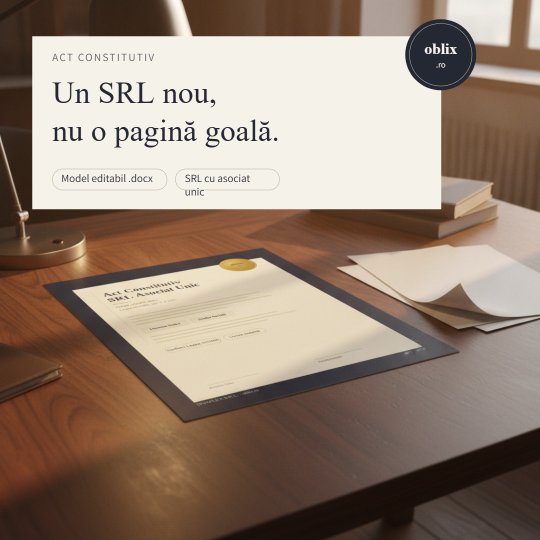 Social post designed by Synapis: Un SRL nou, nu o pagină goală.