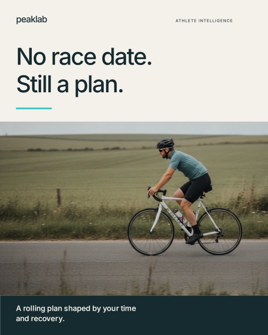 Social post designed by Synapis: No race date. Still a plan.