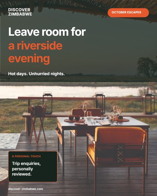 Social post designed by Synapis: Leave room for a riverside evening