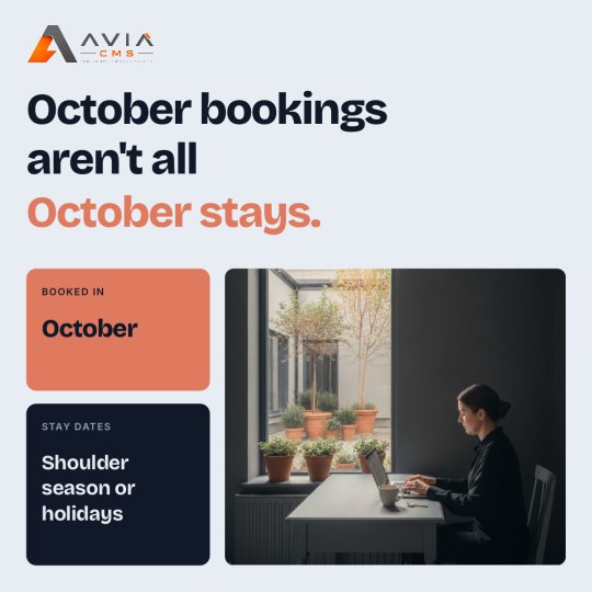 Social post designed by Synapis: October bookings aren't all October stays.