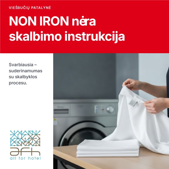 Social post designed by Synapis: NON IRON nėra skalbimo instrukcija
