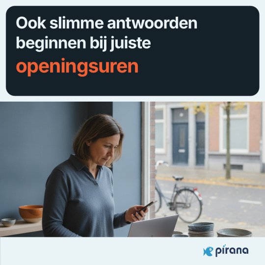 Social post designed by Synapis: Ook slimme antwoorden beginnen bij juiste openingsuren